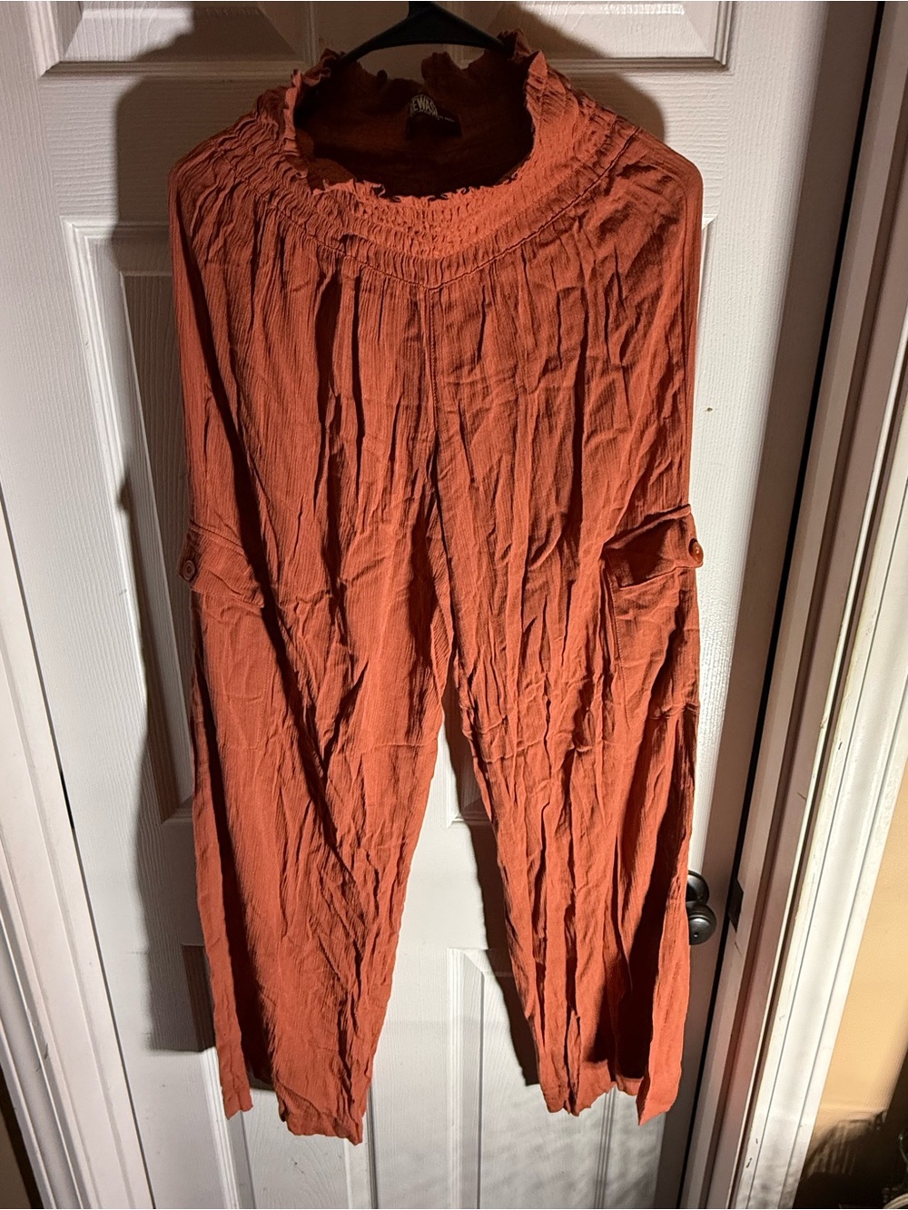 Rewash Terracotta Gathered Wide Leg Pants-Medium